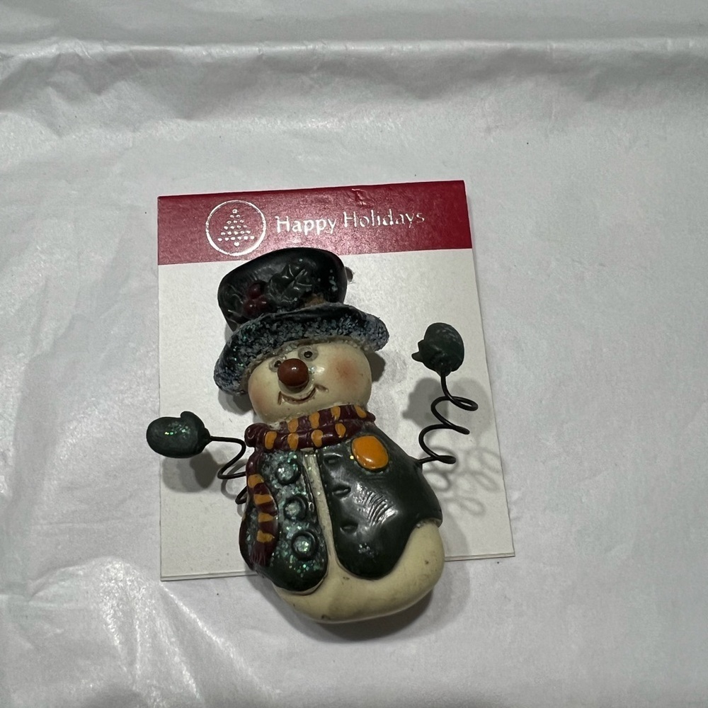 Festive Vintage Snowman Holiday Brooch Pin